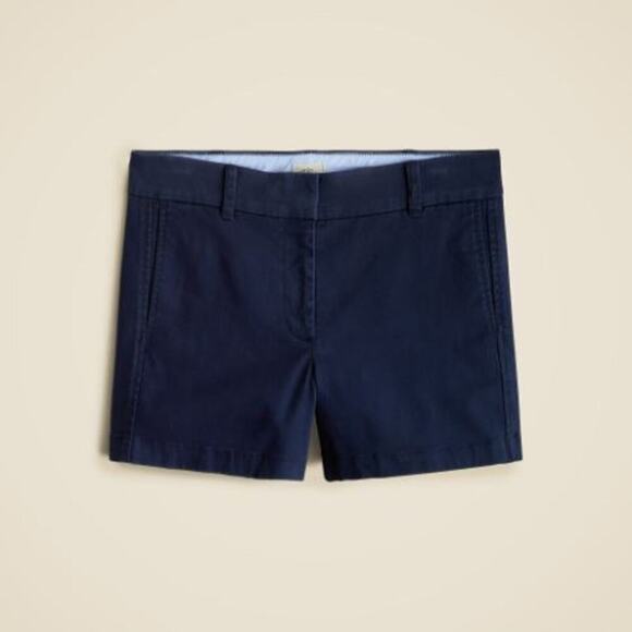 J. Crew Women's Mid Rise Flat Front 4" Stretch Chino Short H5806 Navy Size 4 NWT - Picture 3 of 4